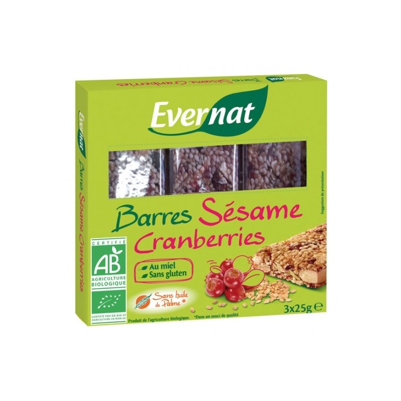 Barres Sésame Cranberries Evernat