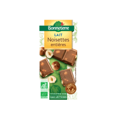 Chocolat lait Noisettes bio Bonneterre