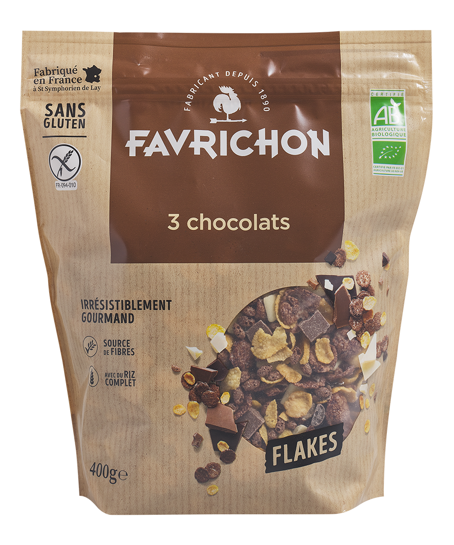 Flakes 3 Chocolats Sans Gluten 400 g Joseph Favrichon