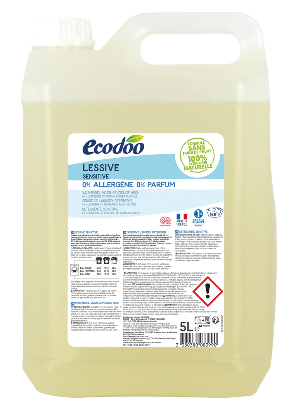 Lessive Sensitive 0% 5 L Ecodoo