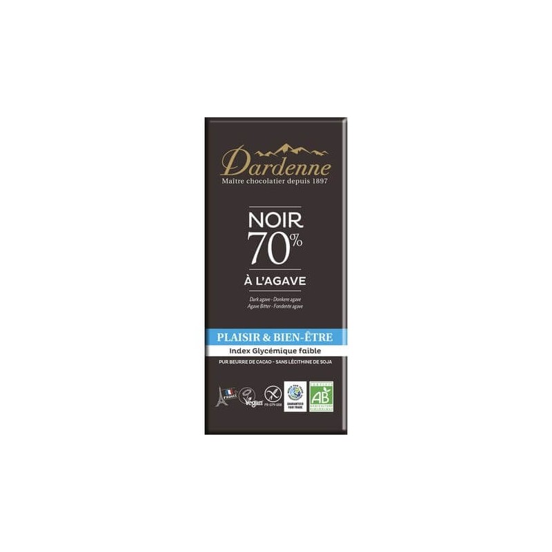 Chocolat Noir 70% Agave Sans Gluten  Dardenne