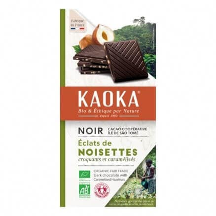 Chocolat Noir 66% Cacao aux éclats de Noisettes caramélisés