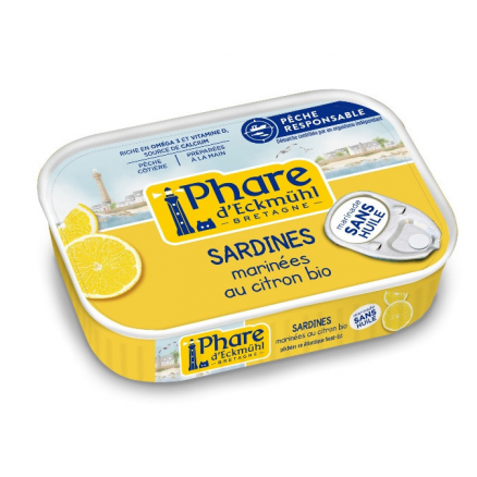 SARDINES MARINEES AU CITRON SANS HUILE 135GR 