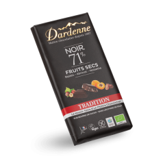 Tablette Chocolat Noir 71% Cacao Fruits Secs 180G 