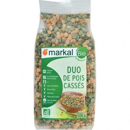 Duo De Pois Casses Verts Et Jaunes 500G 