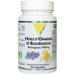 HUILE ONAGRE ET BOURRACHE BIO 500MG 60CAPS VITALL +