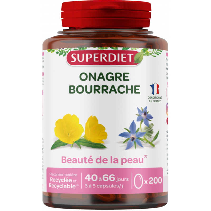 HUILES ONAGRE BOURRACHE 200 CAPS SUPER DIET